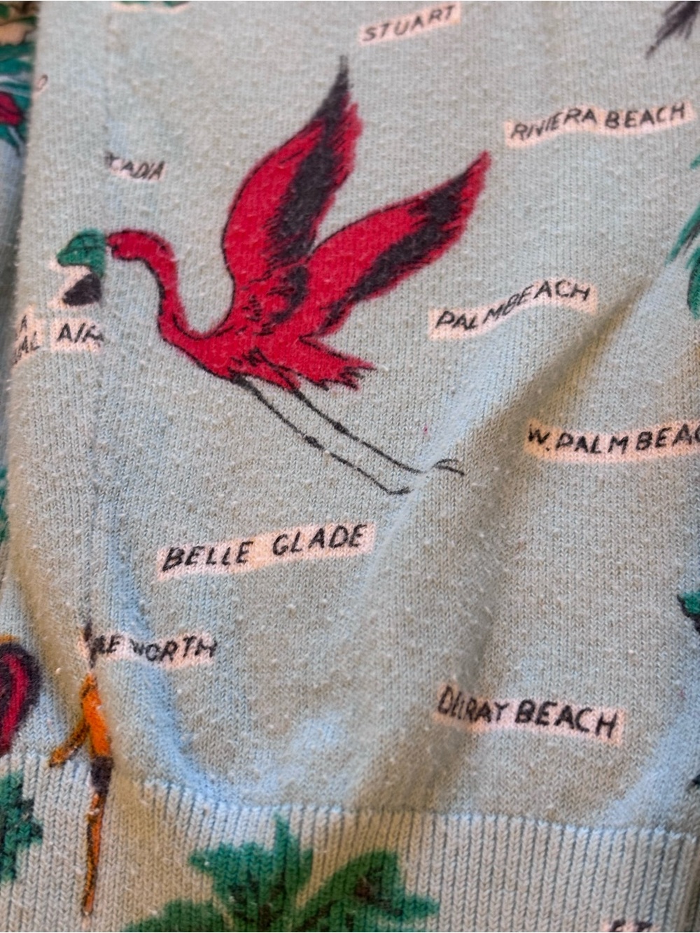 J Crew Retro Florida Travel Map Print Jackie Cardin Sweater, Blue, Medium - Picture 12 of 16